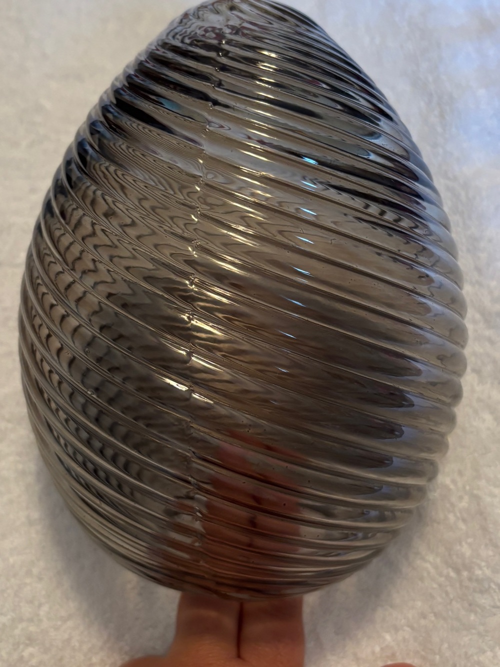 Threshold - Smoke Spiral Ribbed Glass Egg Decorative Piece. NEW
